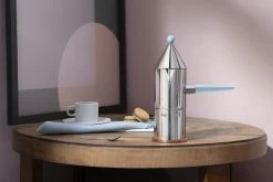 Alessi La Conica Manico Lungo Espressokocher, Stahl, Hellblau -Dekohaus Verkauf 0011 90002 100 amb 3x2