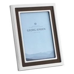 Georg Jensen Manhattan Bilderrahmen, Mittelgroß, Edelstahl - Leder