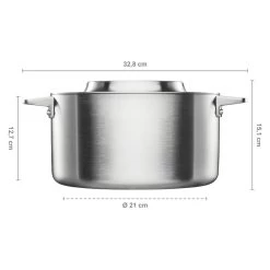 Fiskars Norden Kasserolle, Stahl, 5 l, Unbeschichtet -Dekohaus Verkauf 1067640 Fiskars Norden Steel Casserole 5L Uncoated dimensions