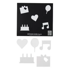 Design Letters Organise With Icons, Happy Birthday, Weiß