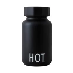 Design Letters HOT & COLD Thermosflasche, Klein, Schwarz