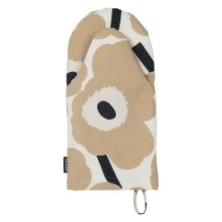 Marimekko Pieni Unikko Ofenhandschuh, Cremeweiß - Beige - Dunkelblau