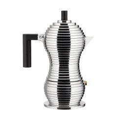 Alessi Pulcina Espressokocher, 3 Tassen, Aluminium – Schwarz