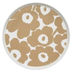 Marimekko Oiva – Unikko Teller 25 Cm, Weiß – Beige