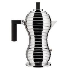 Alessi Pulcina Espressokocher, 6 Tassen, Aluminium – Schwarz