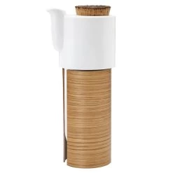 Warm Teekanne, 1,1 L, Weiß - Eiche, Korkdeckel
