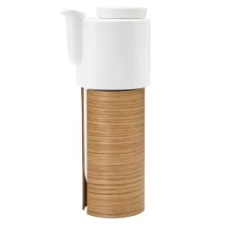 Warm Stövchen 1,1 L, Weiß - Eiche, Keramikdeckel