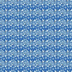 Marimekko Mini Unikko Stoff, Weiß – Blau