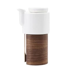 Warm Teekanne, 6 Dl, Weiß - Nussbaum, Keramikdeckel