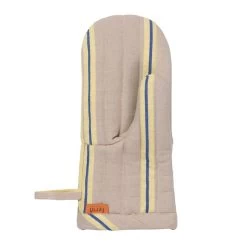 Ferm LIVING Hale Ofenhandschuh, Austernbeige - Zitronengelb - Leuchtendes Bl