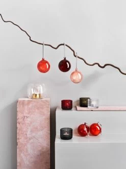 Iittala Glaskugel-Set, 5 Stück, Rot -Dekohaus Verkauf Iittala 2018 Kaasa Kastehelmi Red glass ball