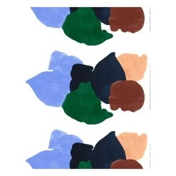 Marimekko Pyykki Baumwoll-Leinen-Stoff, Weiß - Blau - Braun - Grün