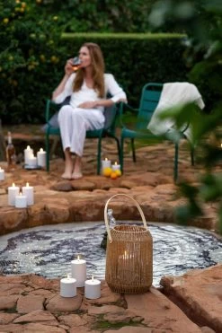 Outdoor LED-Stumpenkerze, 7,8 X 7,8 cm, Weiß -Dekohaus Verkauf Outdoor Candles citrus garden fountain large