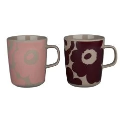 Marimekko Oiva - Unikko Tasse, 2,5 dl, 2 Stk, Terracotta - Dunkelrot - Pud